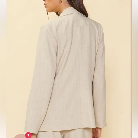 Skies Are Blue MÉLANGE TAILORED BLAZER Beige Medium Nwt - Picture 4 of 8